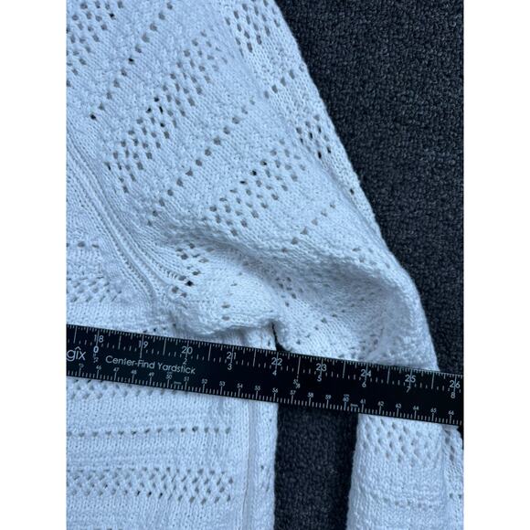 Talbots Open Knit Sweater Plus Size Womens 1X White Pullover Long Sleeve Cotton - Picture 7 of 7